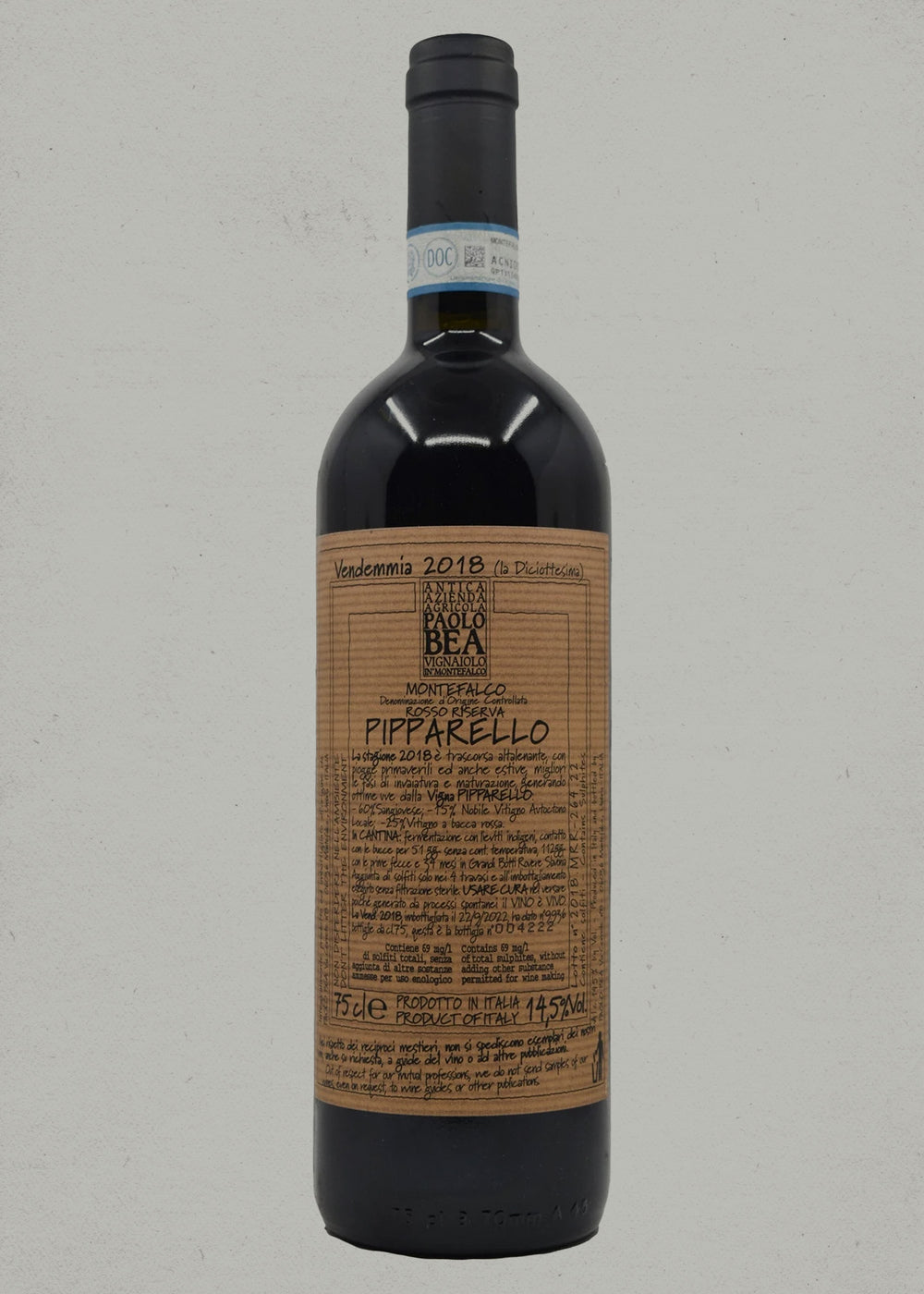 2018 Paolo and Giampiero Bea, Pipparello, Rosso Riserva, Montefalco DOC, Umbria, Italy PRE ARRIVAL